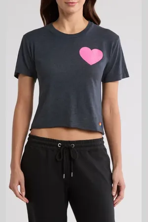 AVIATOR NATION Glitter Heart Crop T-Shirt in at Nordstrom, Size X-Small