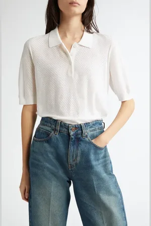Johnstons Of Elgin Supertine Merino Wool Mesh Polo Sweater in at Nordstrom, Size X-Small