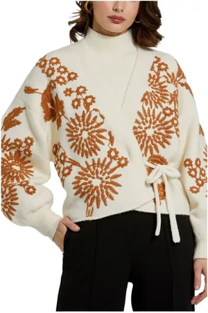 Mac Duggal Cropped Knit Cardigan With Floral Details in at Nordstrom, Size Medium