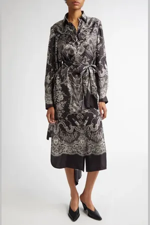 ZIMMERMANN Locket Print Belted Silk Shirtdress in at Nordstrom, Size 1