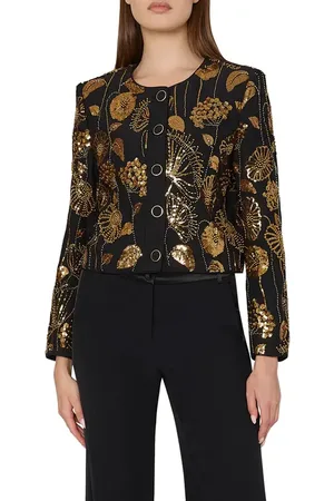 Milly Phoebe Floral Field Sequin Jacket in at Nordstrom, Size Petite P