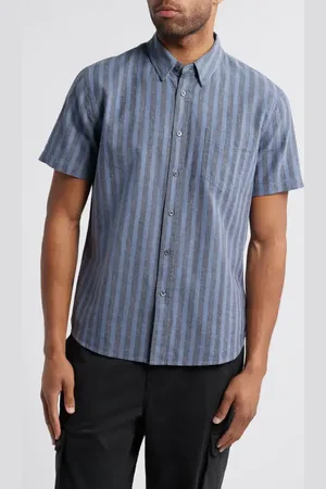 Rails Wilder Stripe Short Sleeve Hemp & Cotton Button-Up Shirt in at Nordstrom, Size Large