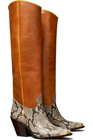 Tory Burch Western Knee High Boot in Ranch Brown /Natural Roccia at Nordstrom, Size 6