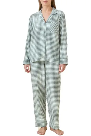 Papinelle Seersucker Gingham Cotton Blend Pajamas in at Nordstrom, Size Large