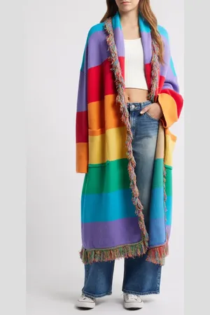 Dressed in Lala Luxe Fringe Blanket Cardigan in at Nordstrom, Size Large
