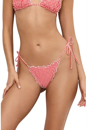 GOOD AMERICAN Gingham Side Tie Bikini Bottoms in at Nordstrom, Size X-Small