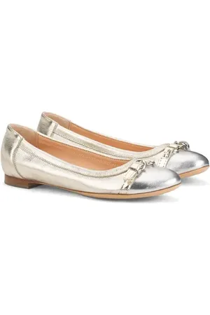 AGL ATTILIO GIUSTI LEOMBRUNI Monika Cap Toe Ballet Flat in Silver-And-Gold at Nordstrom, Size 5.5Us