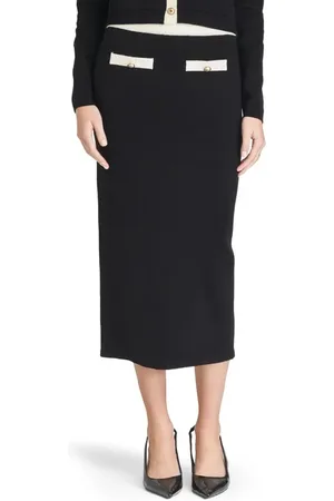 WAYF Catherine Contrast Trim Sweater Midi Skirt in at Nordstrom, Size X-Small