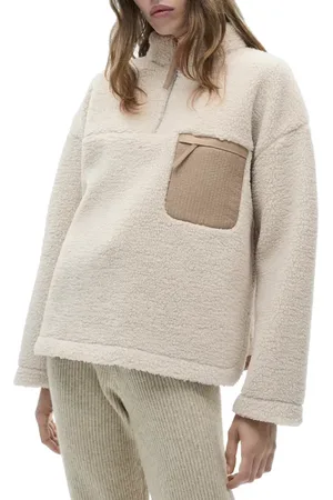 MANGO Faux Shearling Half Zip Pullover in at Nordstrom, Size Small