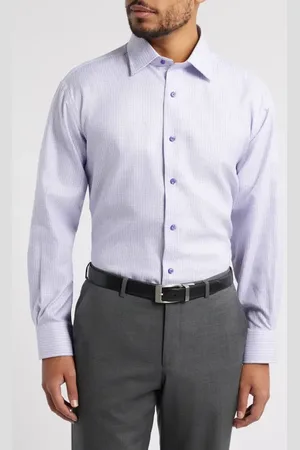David Donahue Regular Fit Grid Cotton Dress Shirt in at Nordstrom, Size 16 - 32