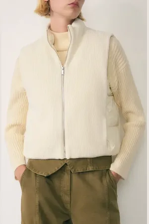 MANGO Mixed Media Rib Knit Puffer Vest in at Nordstrom, Size Medium