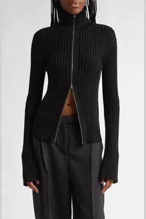 Acne Studios Koton Zip Cotton Rib Cardigan in at Nordstrom, Size Xx-Large