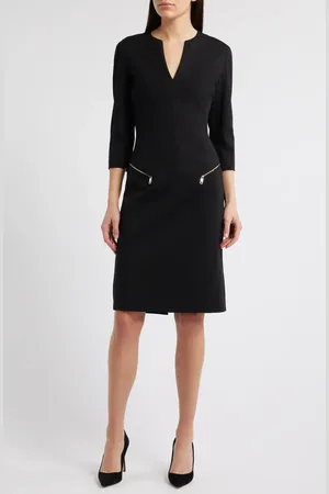 HUGO BOSS Dalmar Split Neck Dress in at Nordstrom, Size 6