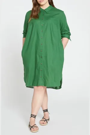 UNIVERSAL STANDARD Seaside Long Sleeve Linen Blend Shirtdress in at Nordstrom, Size 2Xl
