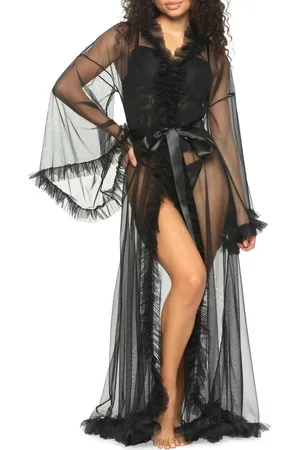 Black Bow Veil Sheer Robe at Nordstrom, Size Small