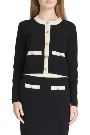 WAYF Catherine Contrast Trim Cardigan in at Nordstrom, Size X-Small