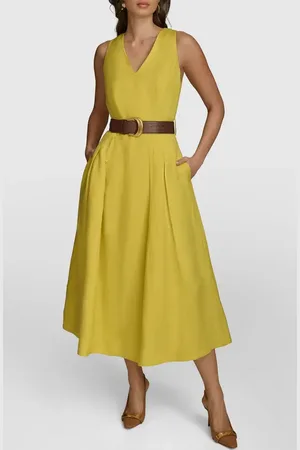 Donna Karan Belted Sleeveless Linen Blend Maxi Dress in at Nordstrom, Size 2