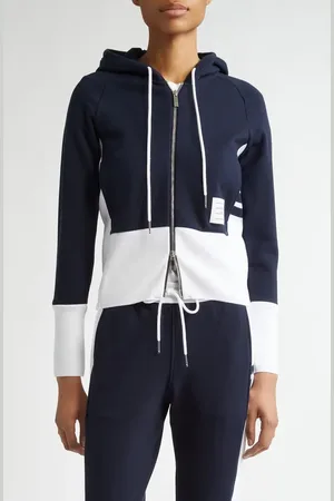Thom Browne 4-Bar Colorblock French Terry Zip Hoodie in at Nordstrom, Size 4 Us
