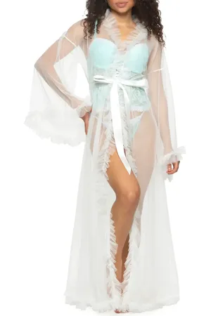 Black Bow Veil Sheer Robe in at Nordstrom, Size Small