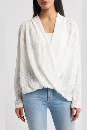 GIBSONLOOK Open Stitch Surplice Sweater in at Nordstrom, Size X-Small