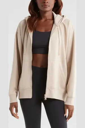 Zella Cloud Fleece Zip Hoodie in at Nordstrom, Size X-Large
