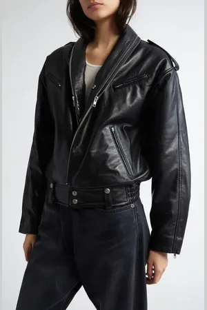 R13 Zip Collar Leather Moto Jacket in at Nordstrom, Size X-Small