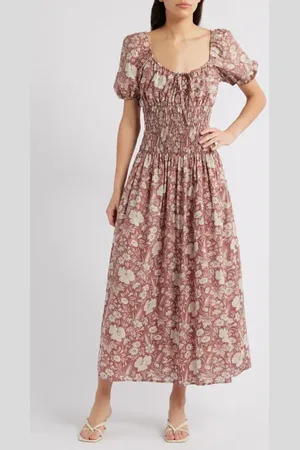 FAITHFULL THE BRAND Beatrice Floral Print Cotton Midi Dress in at Nordstrom, Size Small