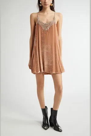 Paco rabanne Crystal Embellished Velvet Bubble Hem Minidress in at Nordstrom, Size 6 Us