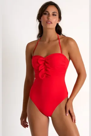 Shan Rahimkhan One-Piece Bandeau Swimsuit With Petals in at Nordstrom, Size 6