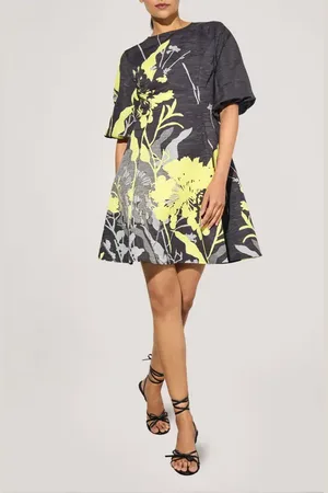 Ming Wang Modern Fit Shantung Metallic Minidress in /Black at Nordstrom, Size Medium