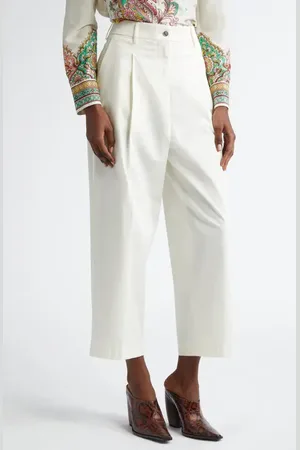 Etro Pleated Straight Leg Crop Trousers in at Nordstrom, Size 2 Us