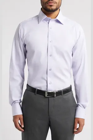 David Donahue Trim Fit Check Cotton Dress Shirt in at Nordstrom, Size 18 - 34
