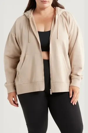 Zella Cloud Fleece Zip Hoodie in at Nordstrom, Size 1X