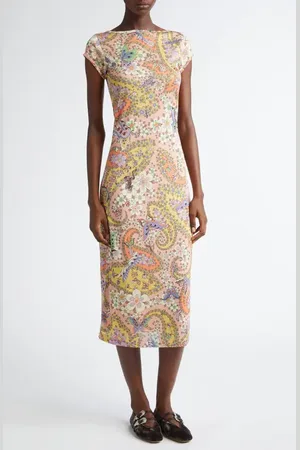 Etro Floral Paisley Jersey Midi Dress in at Nordstrom, Size 12 Us