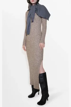 MANGO Garrigo Long Sleeve Rib Sweater Dress in at Nordstrom, Size 8