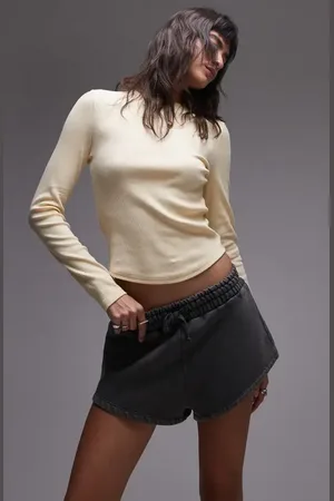 Topshop Long Sleeve Cotton Rib T-Shirt in at Nordstrom, Size Medium