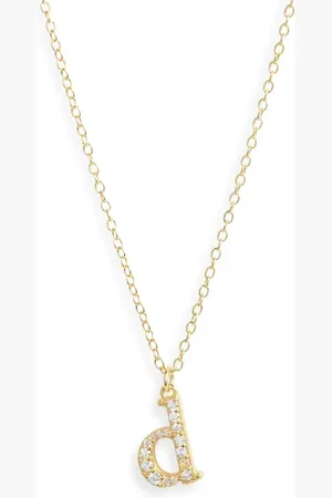 Argento Vivo Sterling Silver Mini Pav?? Initial Necklace in - D at Nordstrom