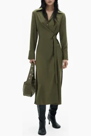 MANGO Long Sleeve Wrap Shirtdress in at Nordstrom, Size 12