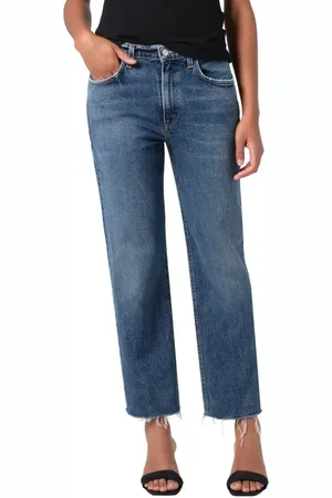 AGOLDE Valen Frayed Mid Rise Ankle Straight Leg Jeans in at Nordstrom, Size 33