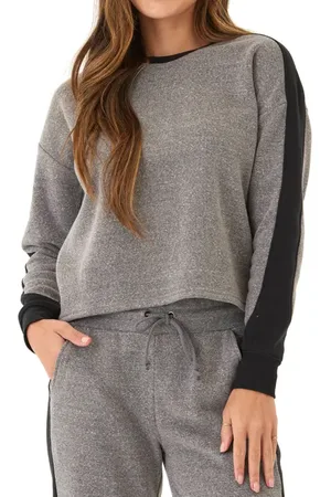 Threads 4 Thought Sadia Triblend Fleece Sweatshirt in Heather Grey /Black at Nordstrom, Size Medium