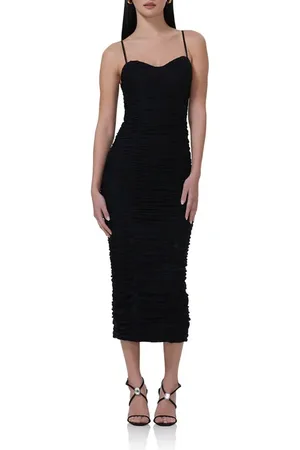 AFRM Tosca Ruched Lace Midi Dress in at Nordstrom, Size Small