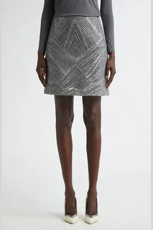 ST. JOHN Sequin Chevron Embellished A-Line Skirt in at Nordstrom, Size 8