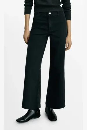 MANGO Catherin Raw Hem High Waist Wide Leg Culotte Jeans in at Nordstrom, Size 20