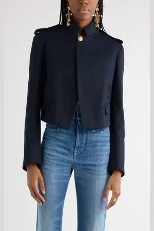 Chloé One-Button Mandarin Collar Crop Jacket in at Nordstrom, Size 2 Us