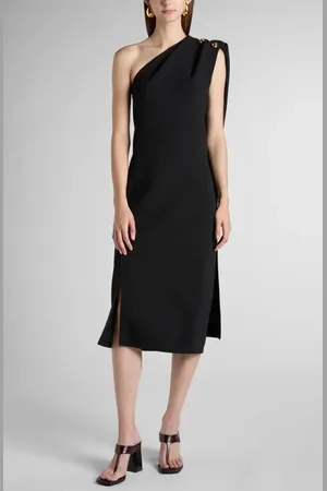 Bottega Veneta Knot Detail Draped One Shoulder Crepe Dress in at Nordstrom, Size 6 Us