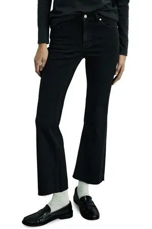 MANGO Raw Hem Crop Flare Jeans in at Nordstrom, Size 0