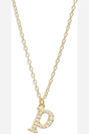 Argento Vivo Sterling Silver Mini Pav?? Initial Necklace in - P at Nordstrom