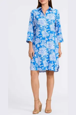 Foxcroft Rocca Floral Print Belted Shirtdress in at Nordstrom, Size Small