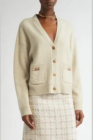 VERSACE Medusa Detail Wool & Cashmere Cardigan in at Nordstrom, Size 4 Us