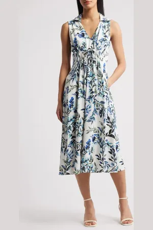 Connected Apparel Floral Sleeveless Midi Dress in at Nordstrom, Size 12